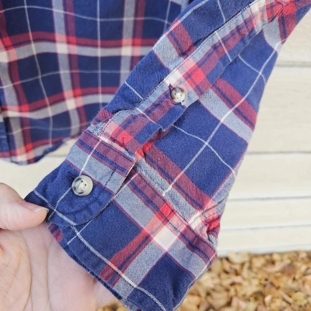 J. Crew slim Oxford button down shirt red blue plaid size large